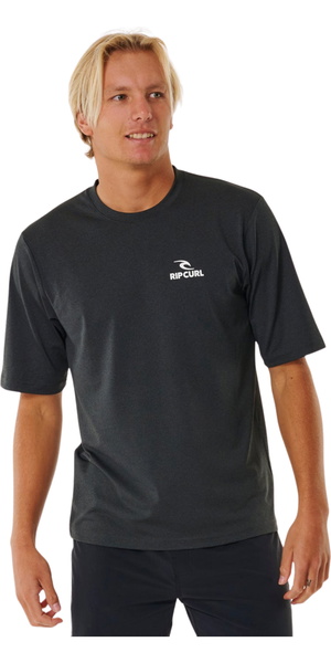 2026 Rip Curl Mens Stack UPF Short Sleeve Rash Vest 167MRV - Black Marle